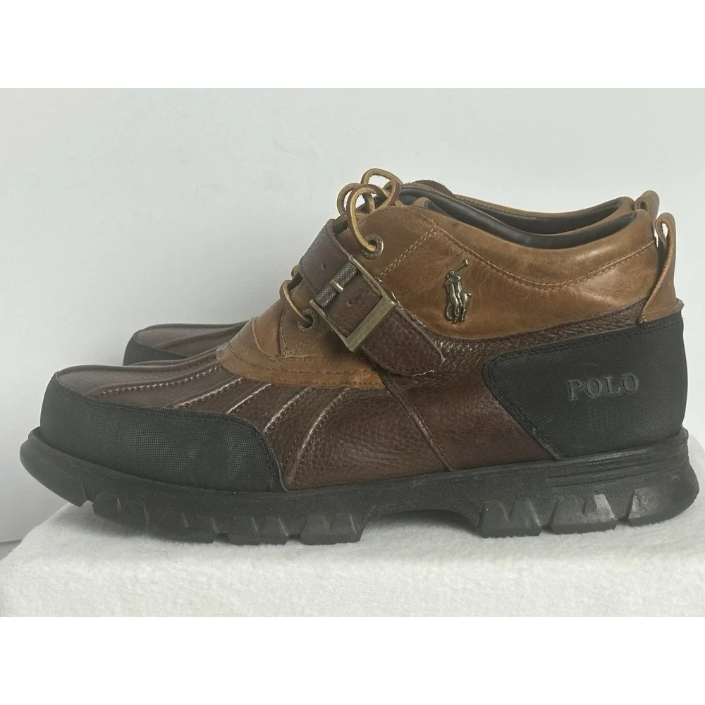 POLO Ralph Lauren Dover III Duck Boots Men's 13 D Two Tone Brown Leather 14323